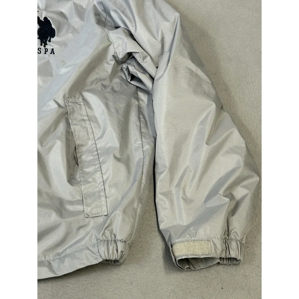 USPA Polo Coat Mens Size Large Fleece Lined Zip‎ Up Jacket Gray Logo